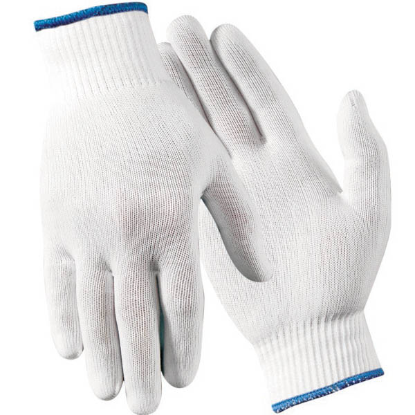 M555 Wells Lamont Industrial Reusable Full Finger White Continuous Nylon Glove Liner